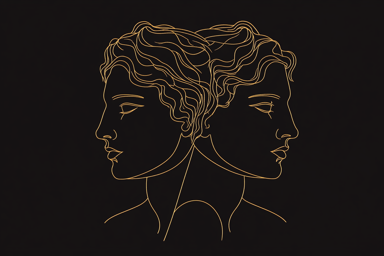 bennemmin_golden_line_illustration_of_a_Janus_bifrons_head_tw_bc6ae6ea-38fe-40c0-ad85-4d6435a72017_3